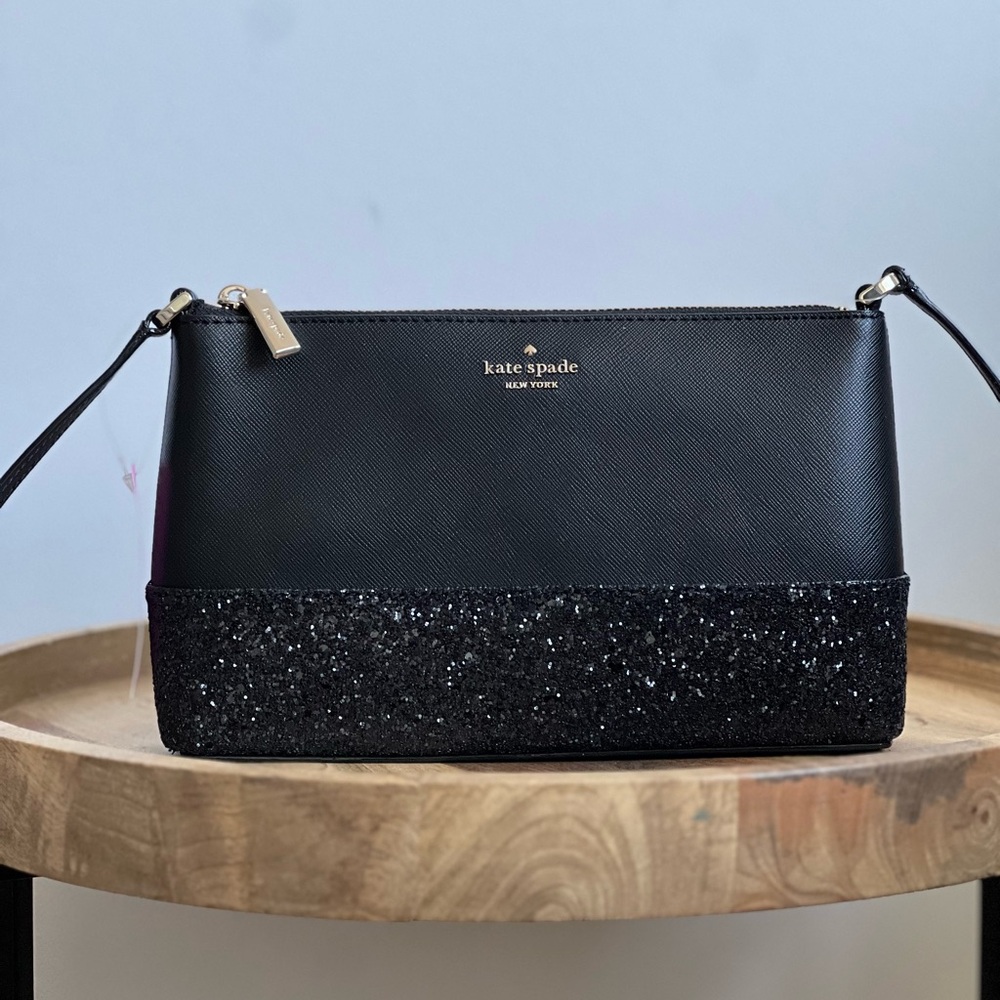 Kate Spade Flash Glitter Crossbody Black